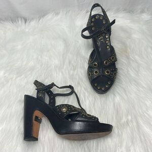 Bridget Shuster Vintage Rivet Stud Platform Sandals Sz 7.5